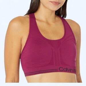NWT Calvin Klein Performance Racerback Medium Impact Sports Bra XSmall Purple